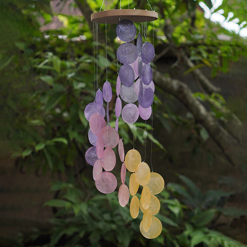 Sunrise Wood Top Spiral Capiz Chime