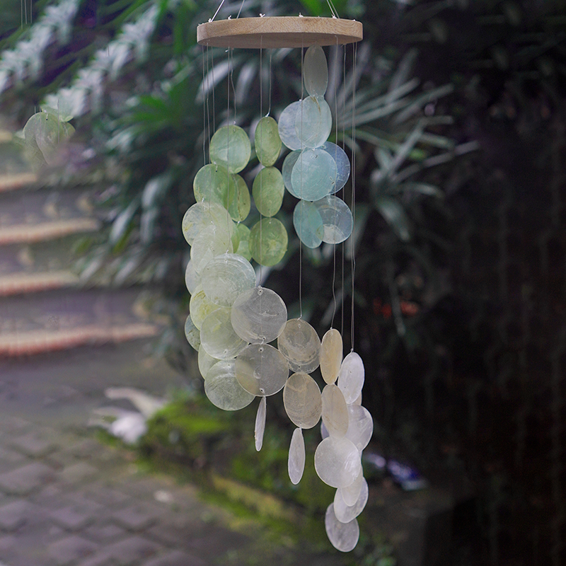 Spring Meadow Wood Top Spiral Capiz Chime
