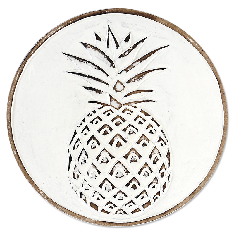 Whitewash Pineapple Wooden Trivet