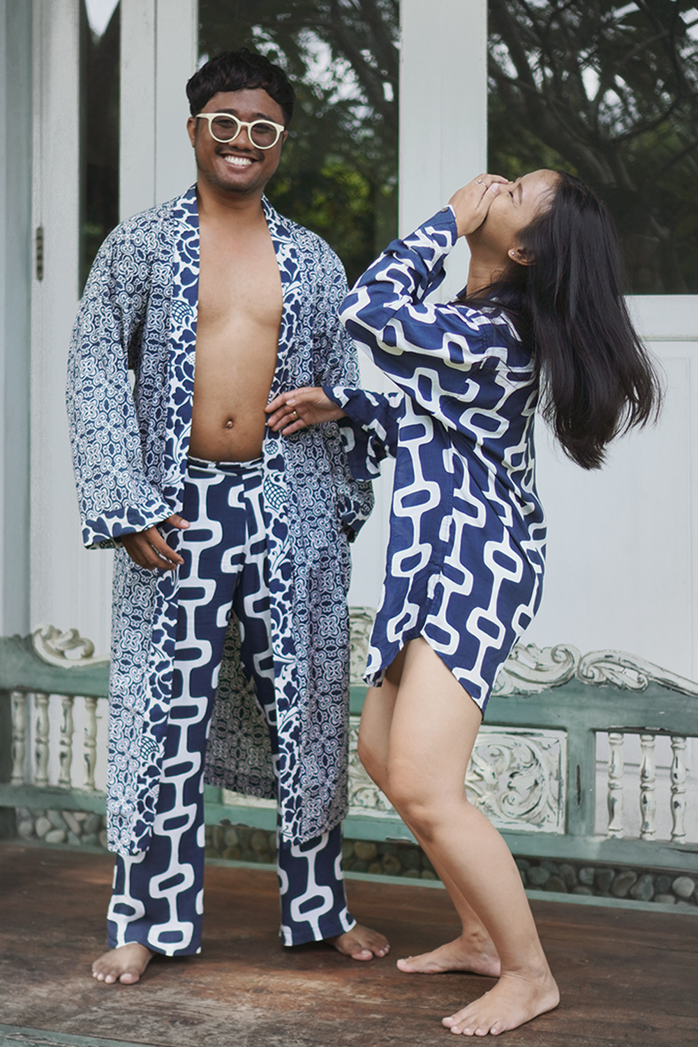Indigo Cotton Kimono Robe, 3 sizes