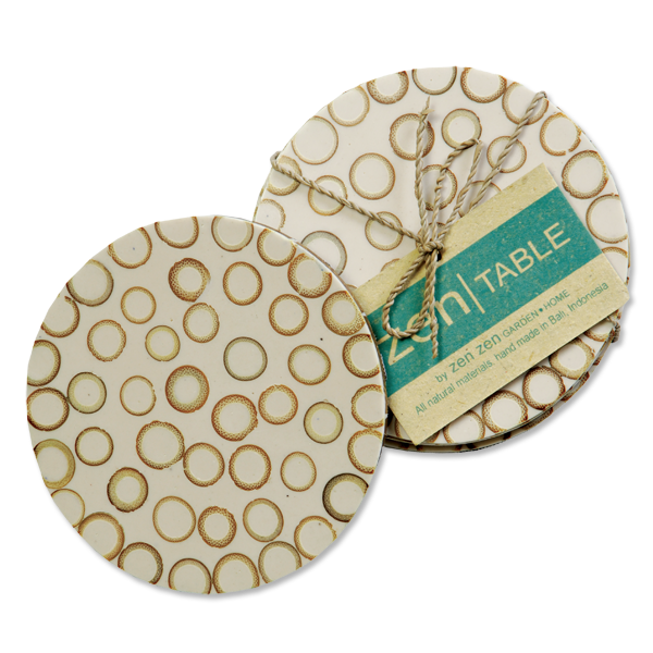 Natural Bamboo Inlaid Coasters, Set of 4