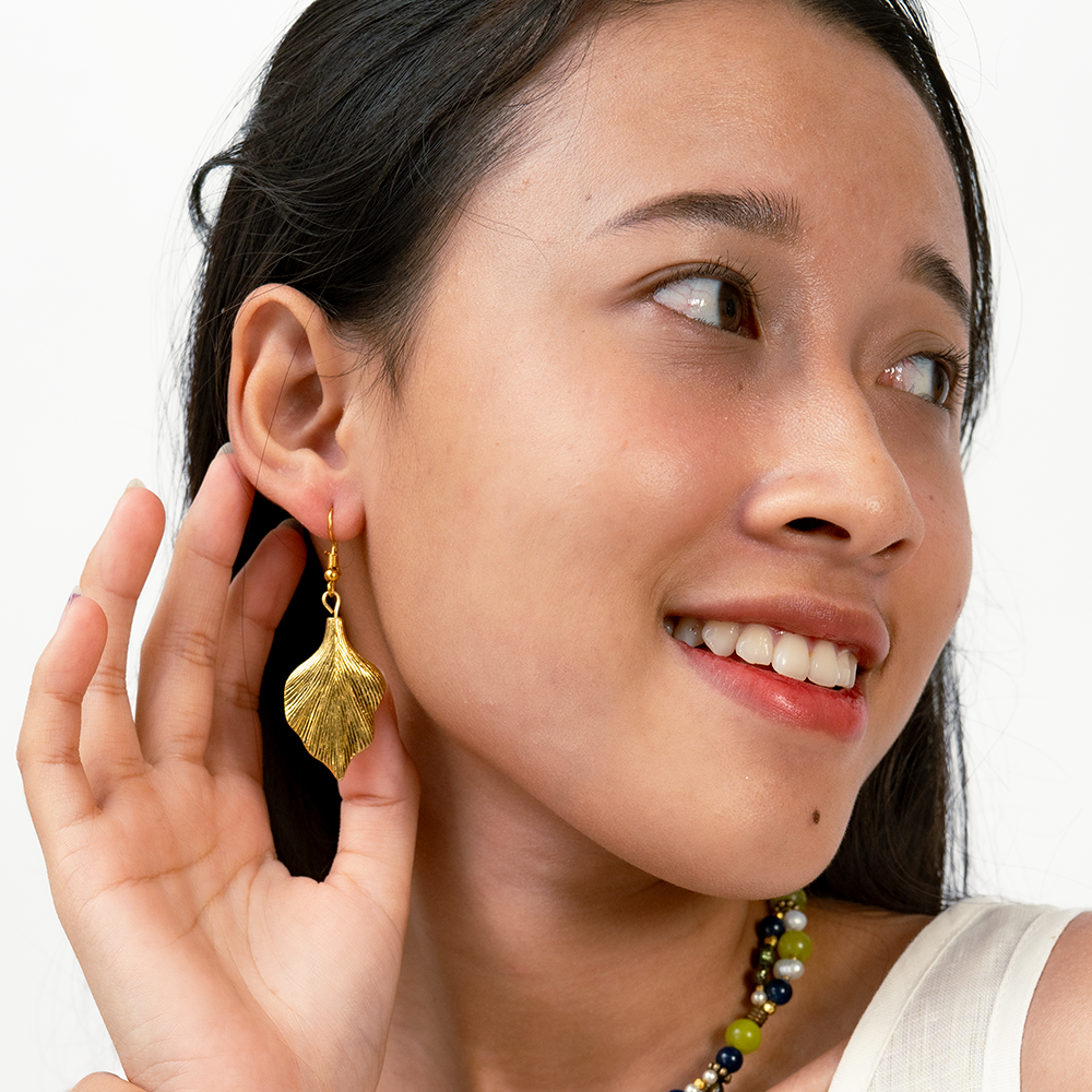 Brass Leaf Earrings