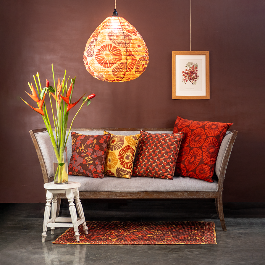 Sarung Bantal Retro Bunga Maple, 45