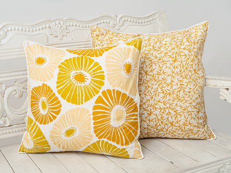 Retro Flowers Sunshine Cushion Cover, 45cm