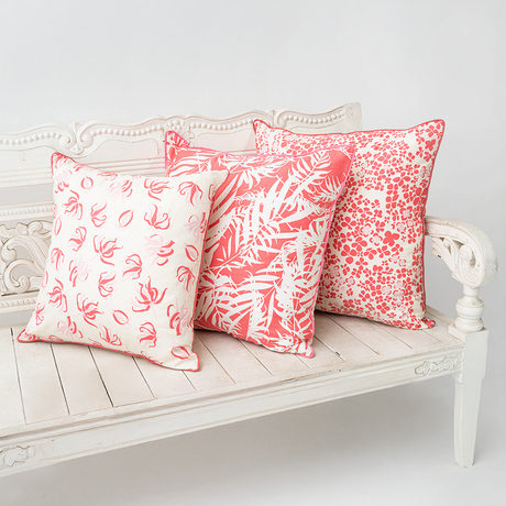 Hydrangea Bright Coral Cushion Cover, 50cm