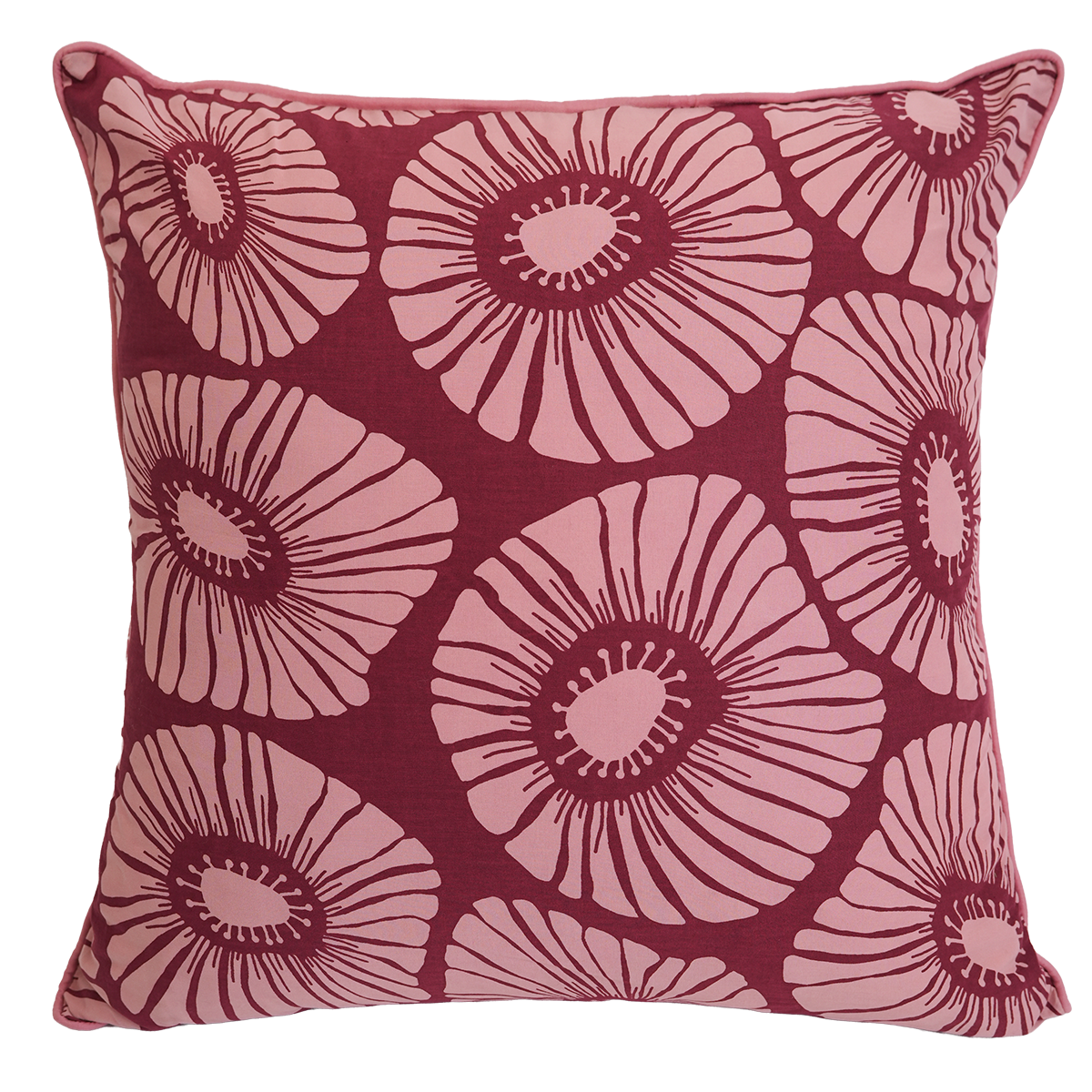 Retro Flowers Claret Peach Cushion Cover, 50cm