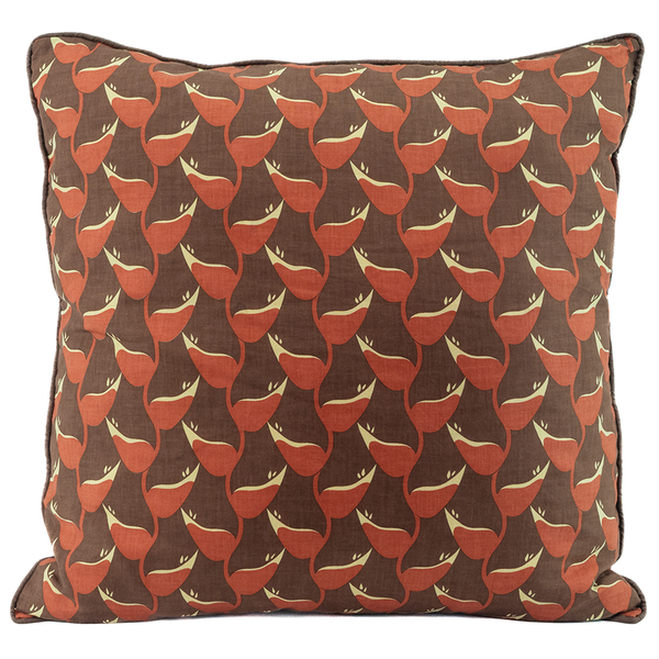 Heliconia Red Brown Cushion Cover, 50cm