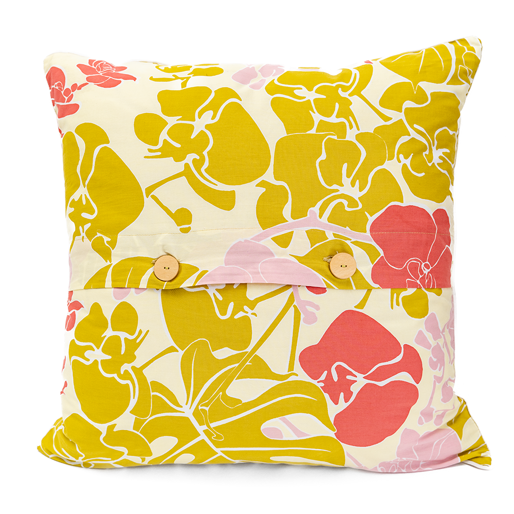 Big Orchid Chartreuse Organic Cushion Cover, 50 cm