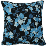 Sarung Bantal Bougainvillea Biru Hitam, 65 cm