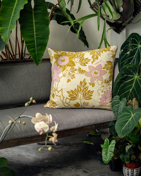 Big Passion Flower Chartreuse Cushion Cover, 65 cm