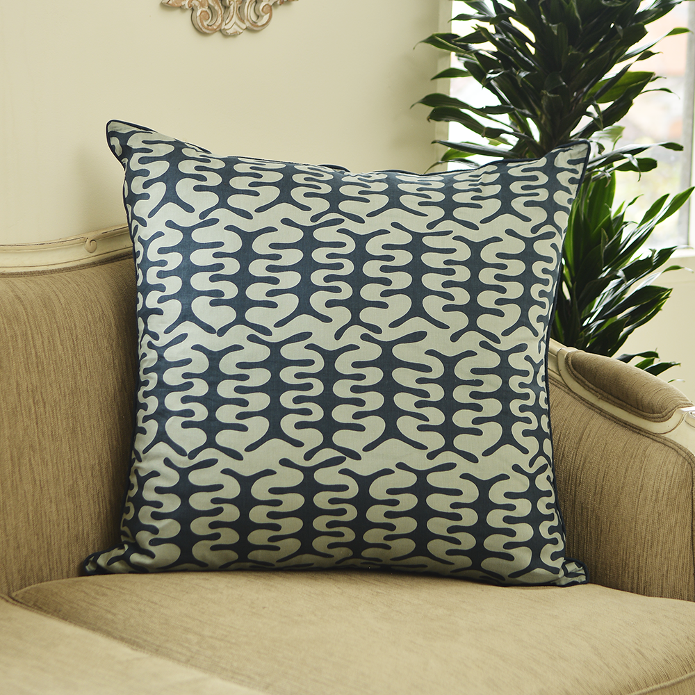 Miro Lichen Indigo Cushion Cover, 65 cm