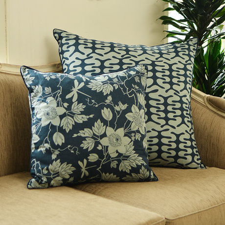 Passion Flower Lichen Indigo Cushion Cover, 50 cm