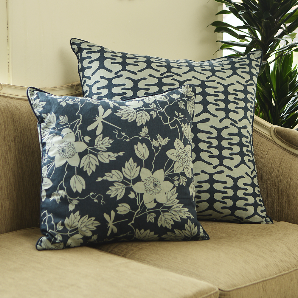 Miro Lichen Indigo Cushion Cover, 65 cm