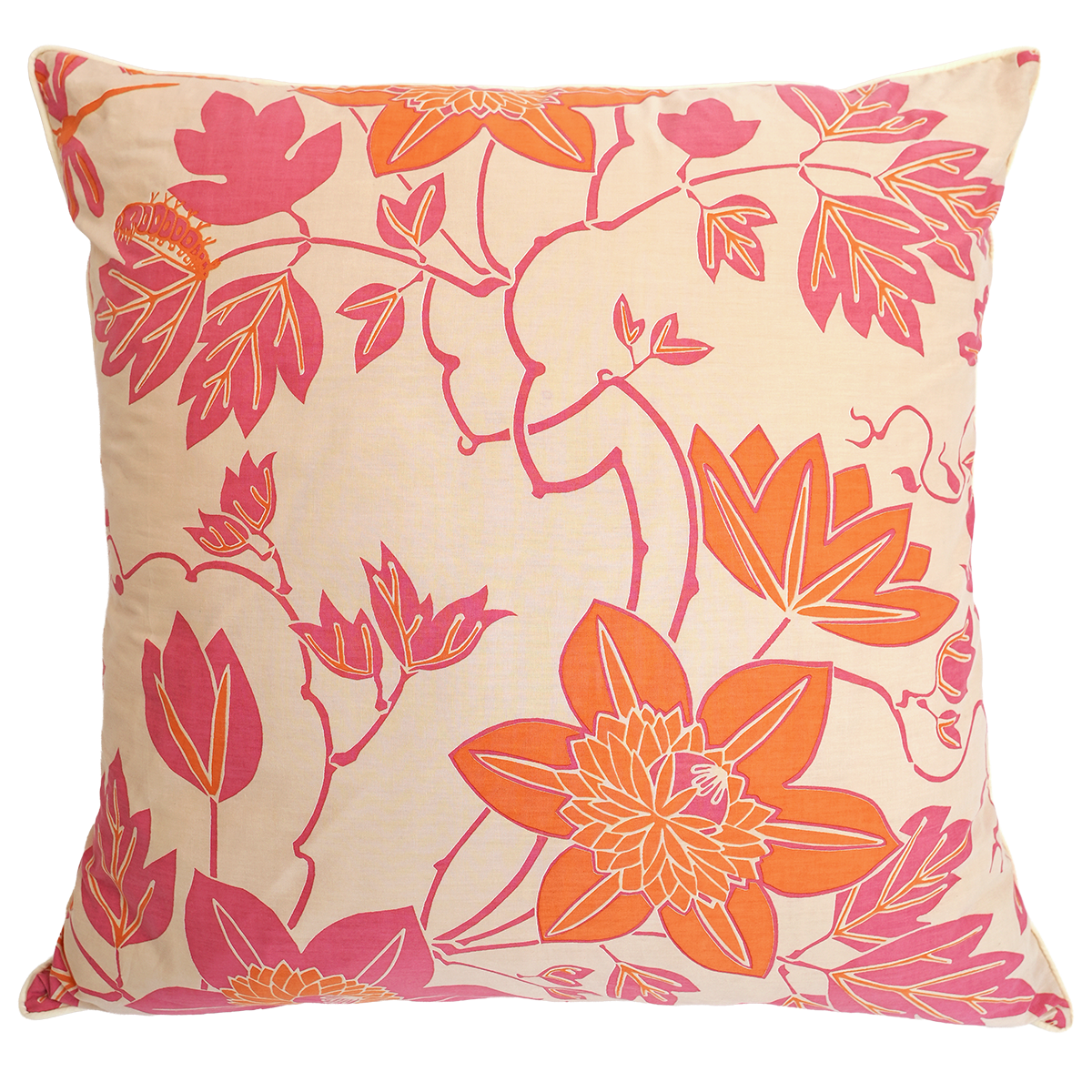 Big Passion Flower Orange Pink Cushion Cover, 65 cm