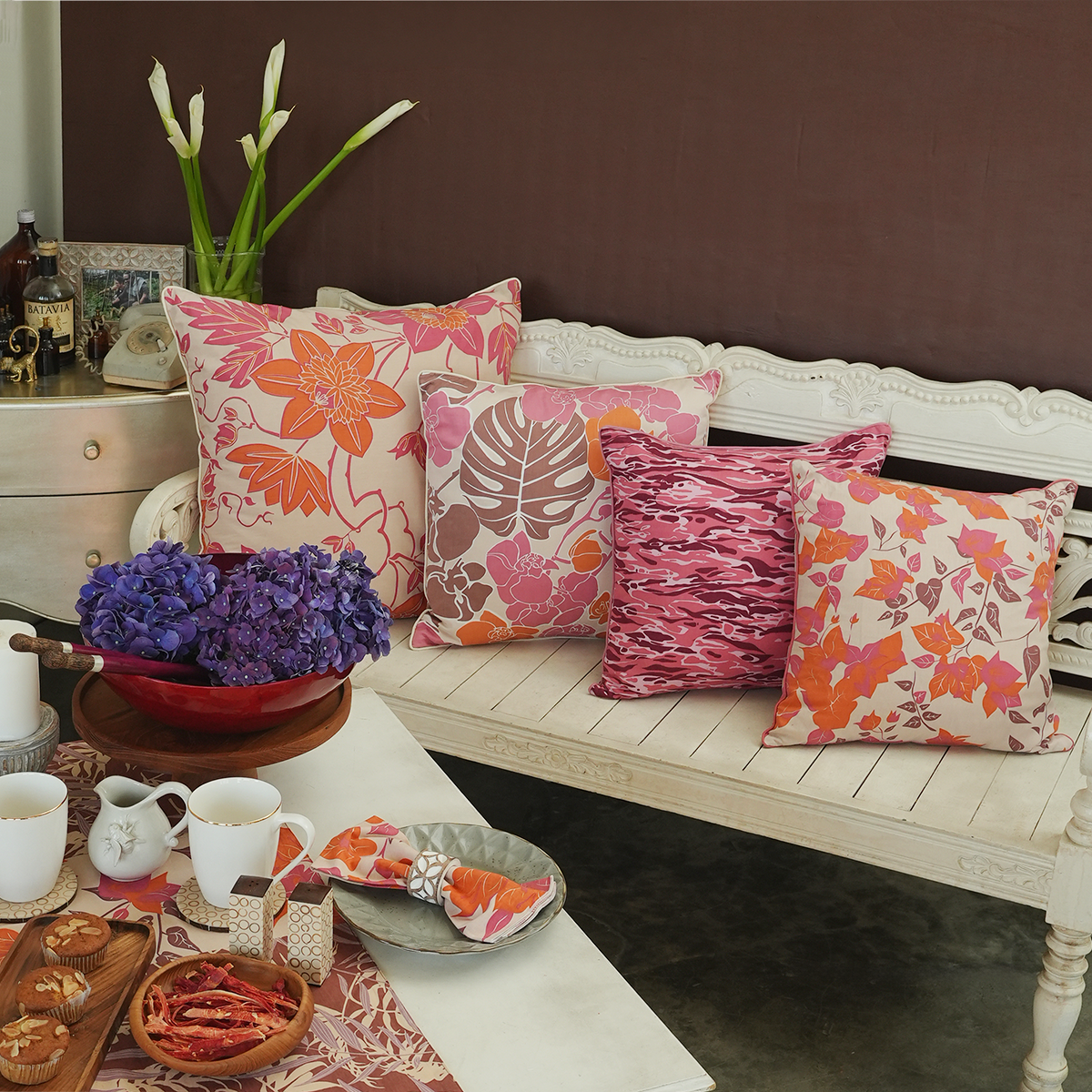 Big Passion Flower Orange Pink Cushion Cover, 65 cm