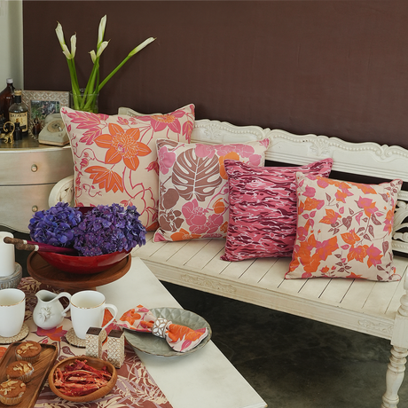 Big Passion Flower Orange Pink Cushion Cover, 65 cm