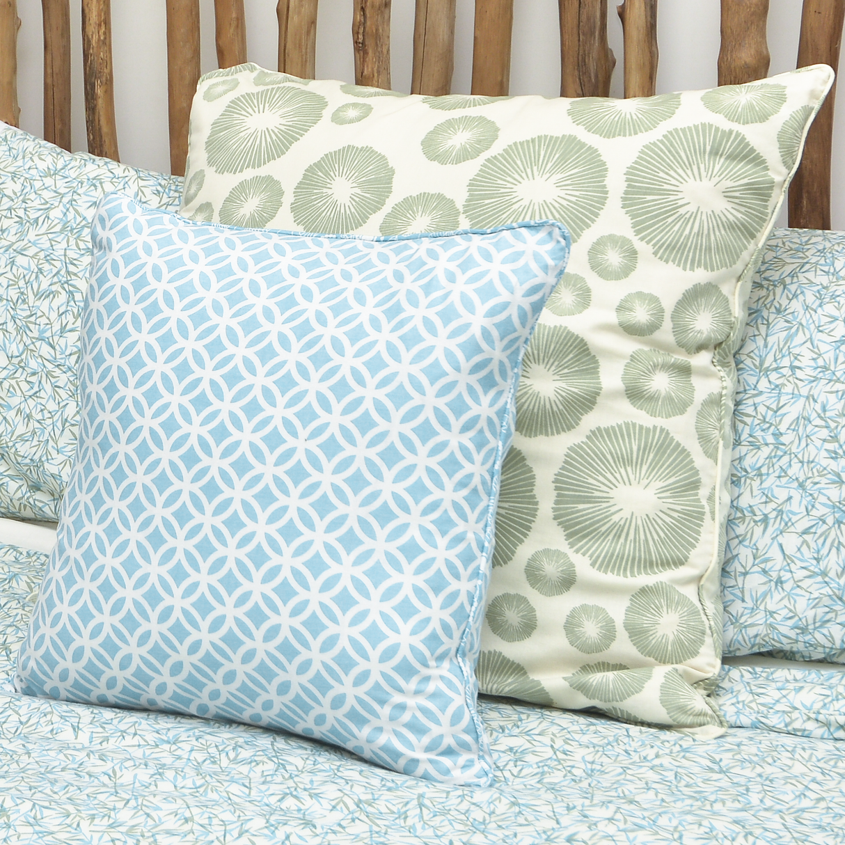 Rings Summer Blue Cushion Cover, 45cm - SALE HOMEWARES