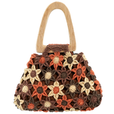 Crocheted Flower Handbag Brown