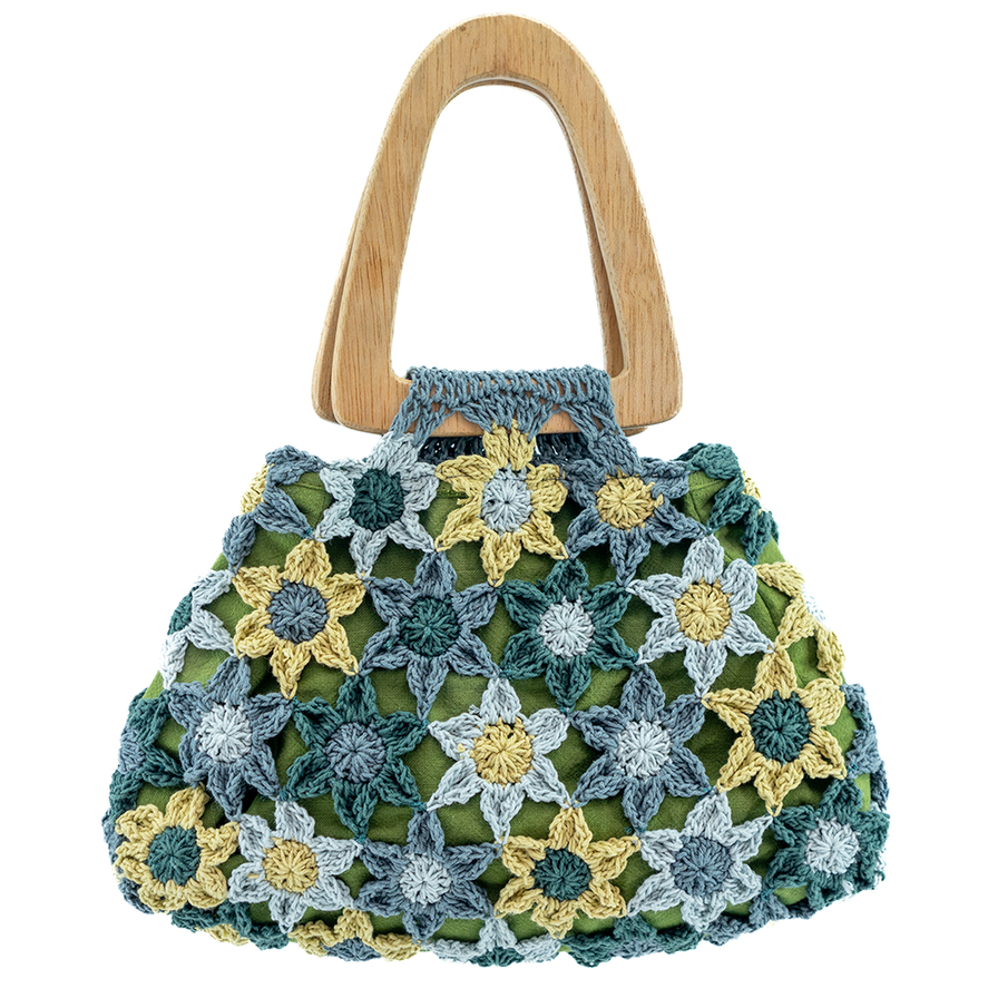 Crocheted Flower Handbag Moss