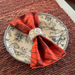 Retro Flowers Red Brown Napkins set of 4