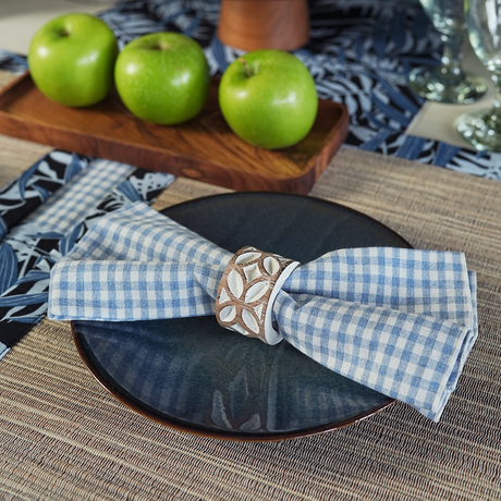 Set 4 Serbet Kotak-kotak Biru