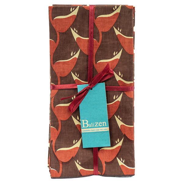 Heliconia Red Brown Napkins set of 4