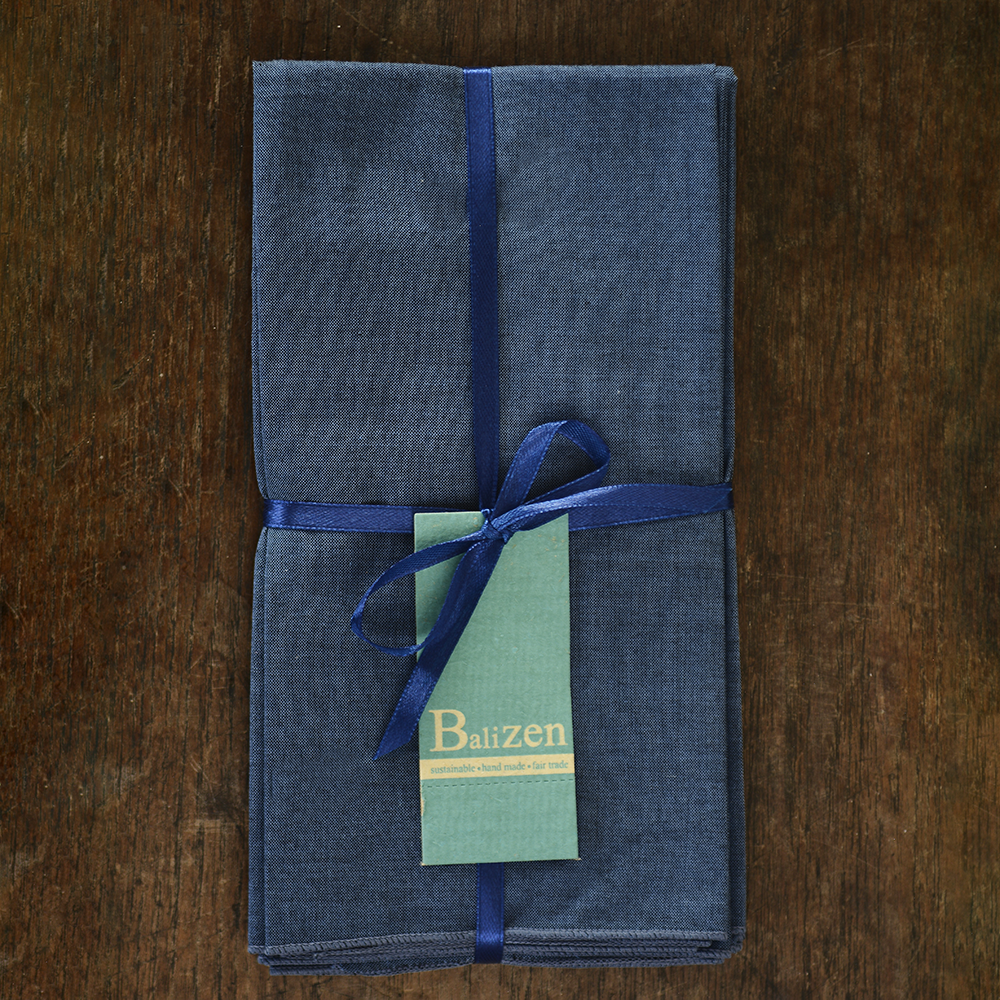 Navy Cotton Endek Napkins - set of 4
