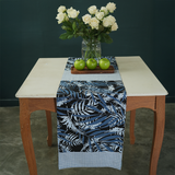 Karpet Panjang Katun Warna Biru Palm Hitam Ukuran Sedang/Pendek (150 cm)