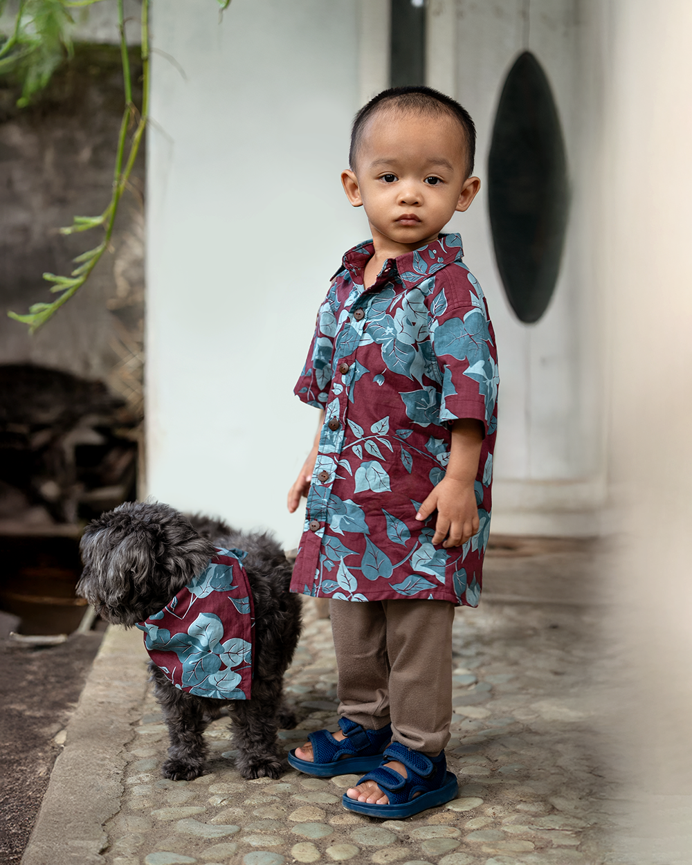 Burgundy Button Down Scrappy Shirt, 4 Sizes