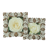 Bingkai ukiran putih ukuran XS, set isi 2.