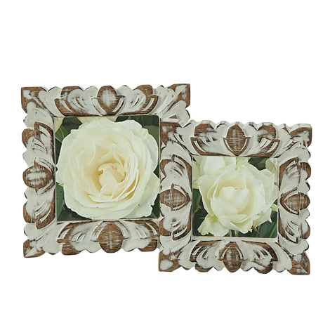 Bingkai ukiran putih ukuran XS, set isi 2.