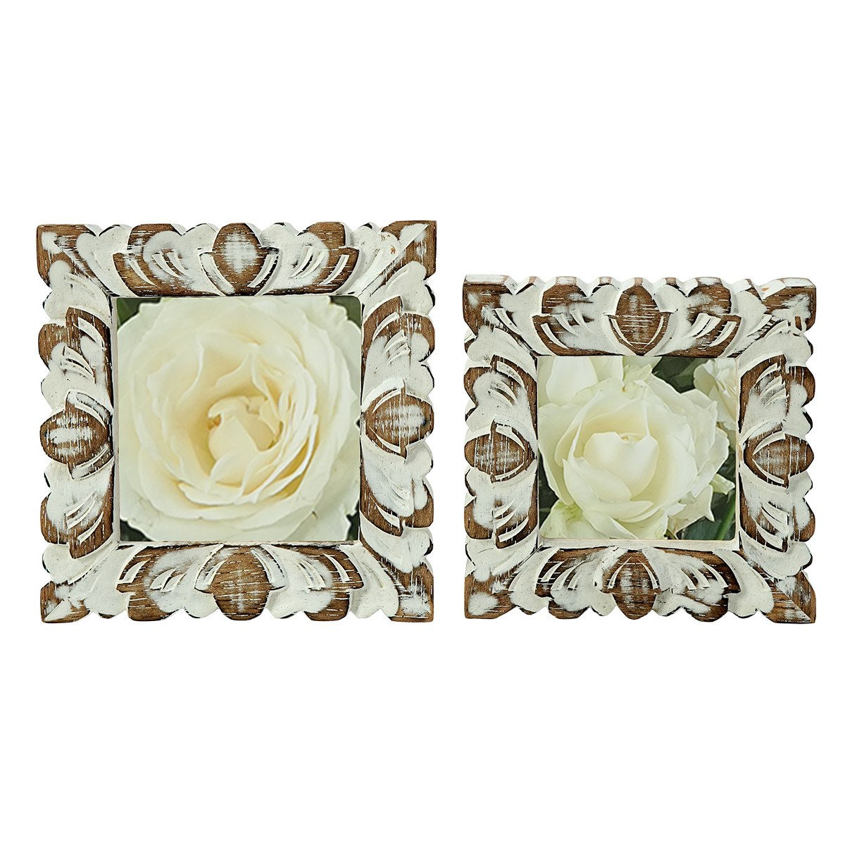 Bingkai ukiran putih ukuran XS, set isi 2.