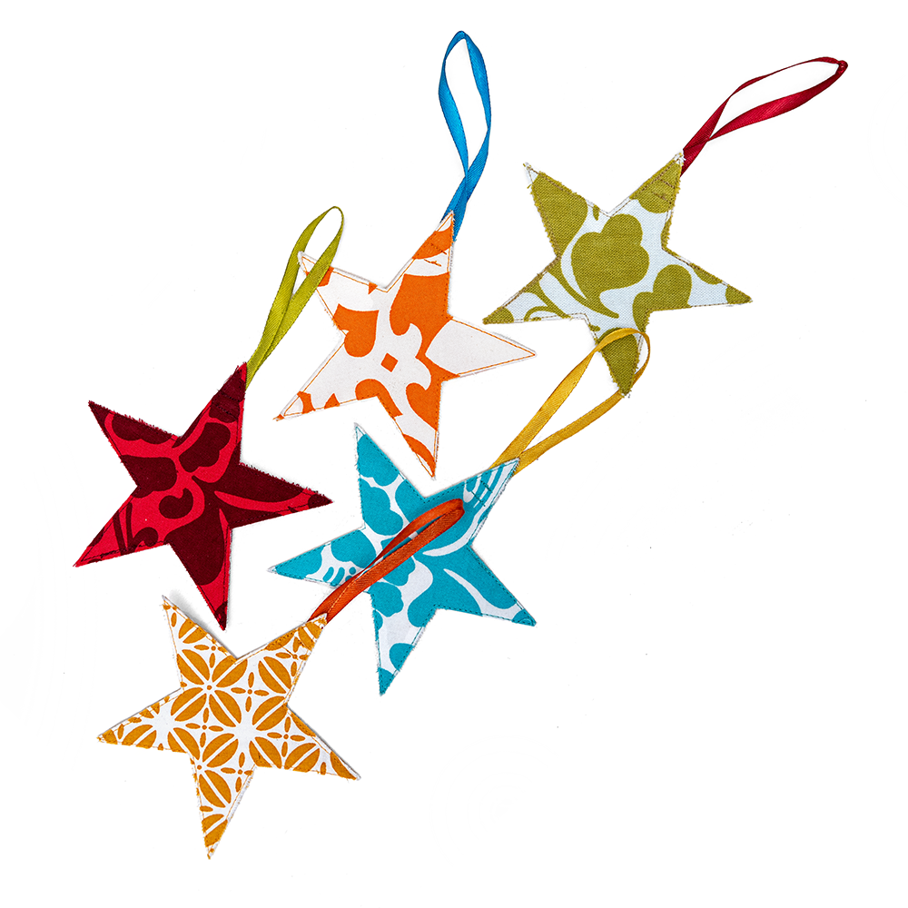 Scrappy Fabric Star Ornaments (5 colors)