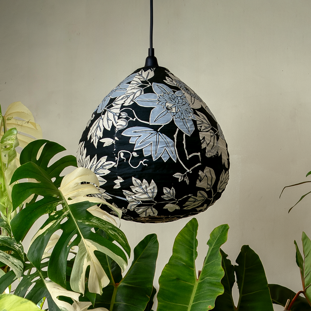 Kap Lampu Bohlam Lumut Bunga Retro