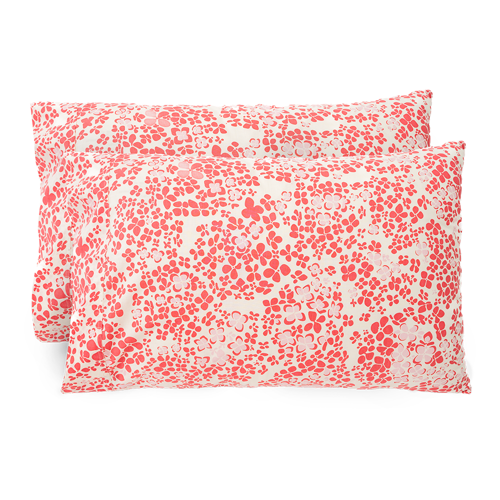 Hydrangea Bright Coral Standard Pillow Cases