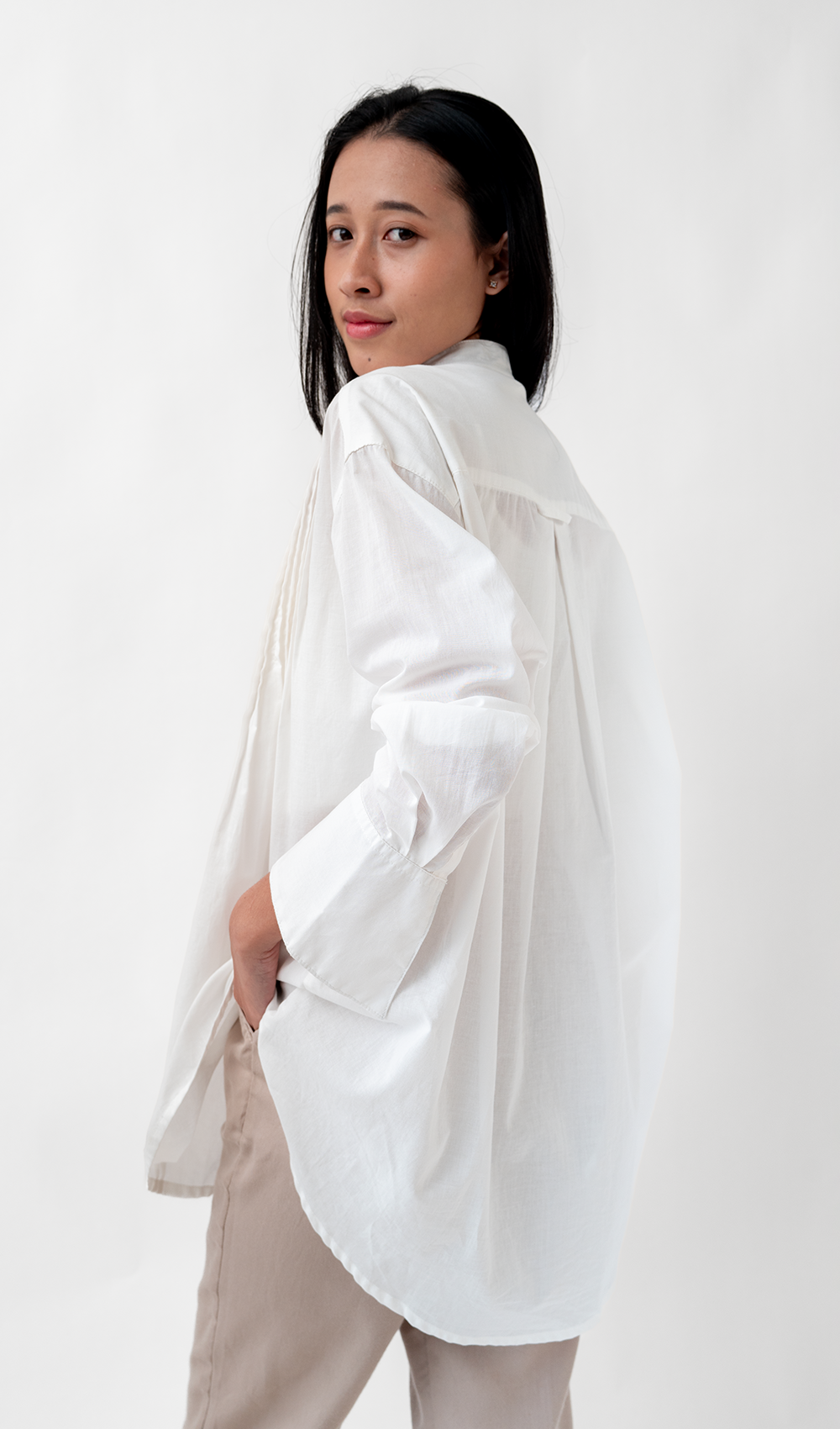 Organic Cotton Ruffle Shirt White, 2 sizes