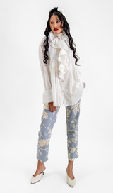 Organic Cotton Ruffle Shirt White, 2 sizes