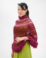 Claret Fluffy Trim Crocheted Capelet, 1 size