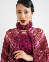 Claret Fluffy Trim Crocheted Capelet, 1 size