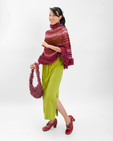 Claret Fluffy Trim Crocheted Capelet, 1 size
