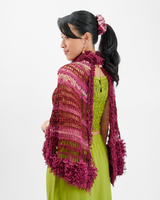 Claret Fluffy Trim Crocheted Capelet, 1 size