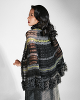 Onyx Fluffy Trim Crocheted Capelet, 1 size