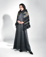 Onyx Fluffy Trim Crocheted Capelet, 1 size
