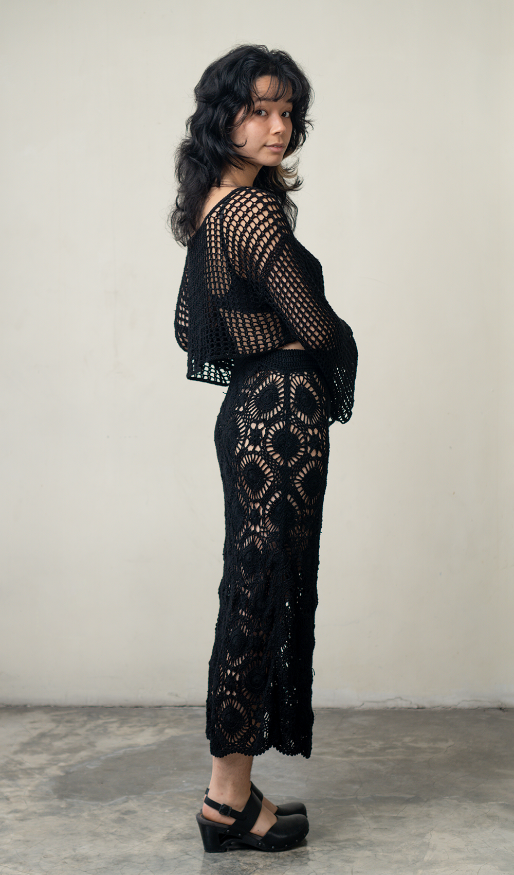 Crochet Midi Skirt Rayon Black, Sizes SALE CLOTHING KIDS