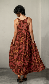 Romantic Dress Rayon Bougainvillea Brown, 3 Sizes