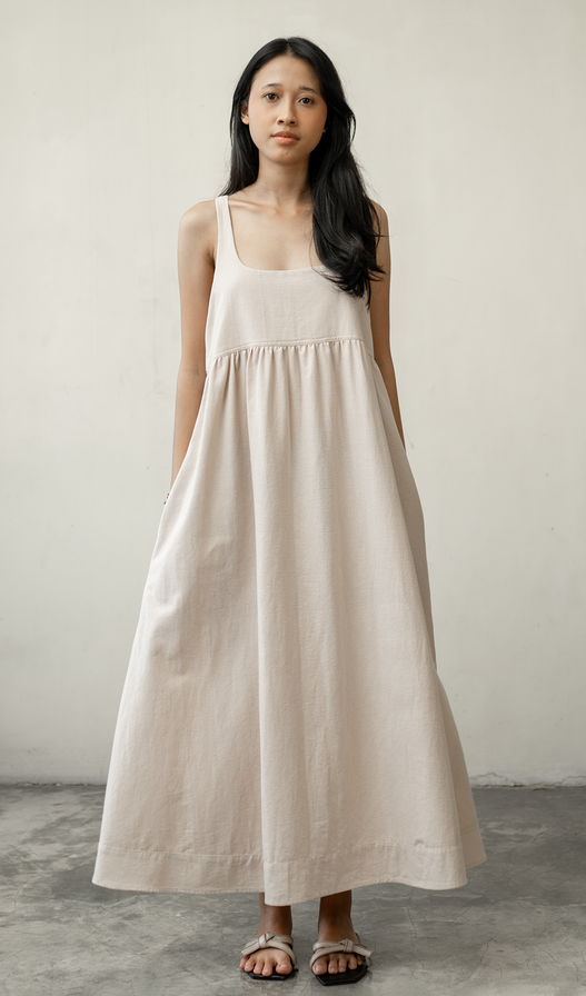 Romantic Dress Cotton Linen Natural, 3 sizes