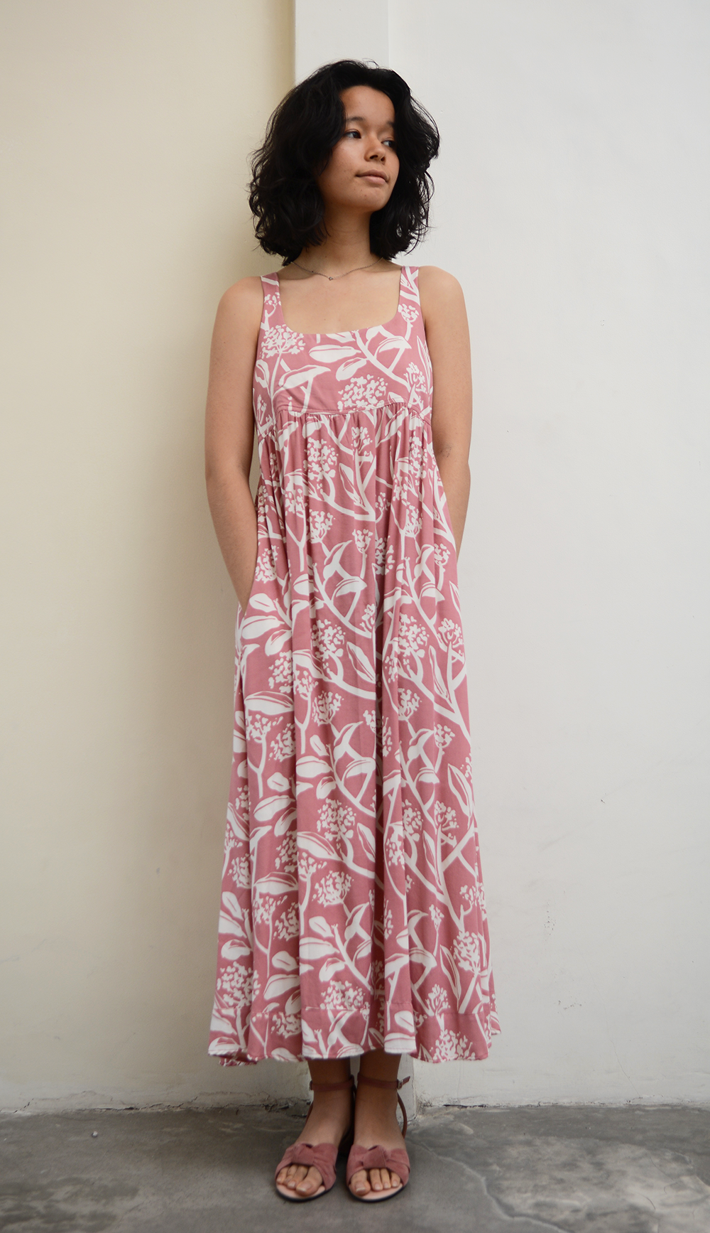 Frangipani Blush Romantic Rayon Dress, 3 sizes