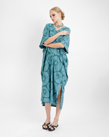 Retro Flowers Viridian Kaftan Dress, 1 size