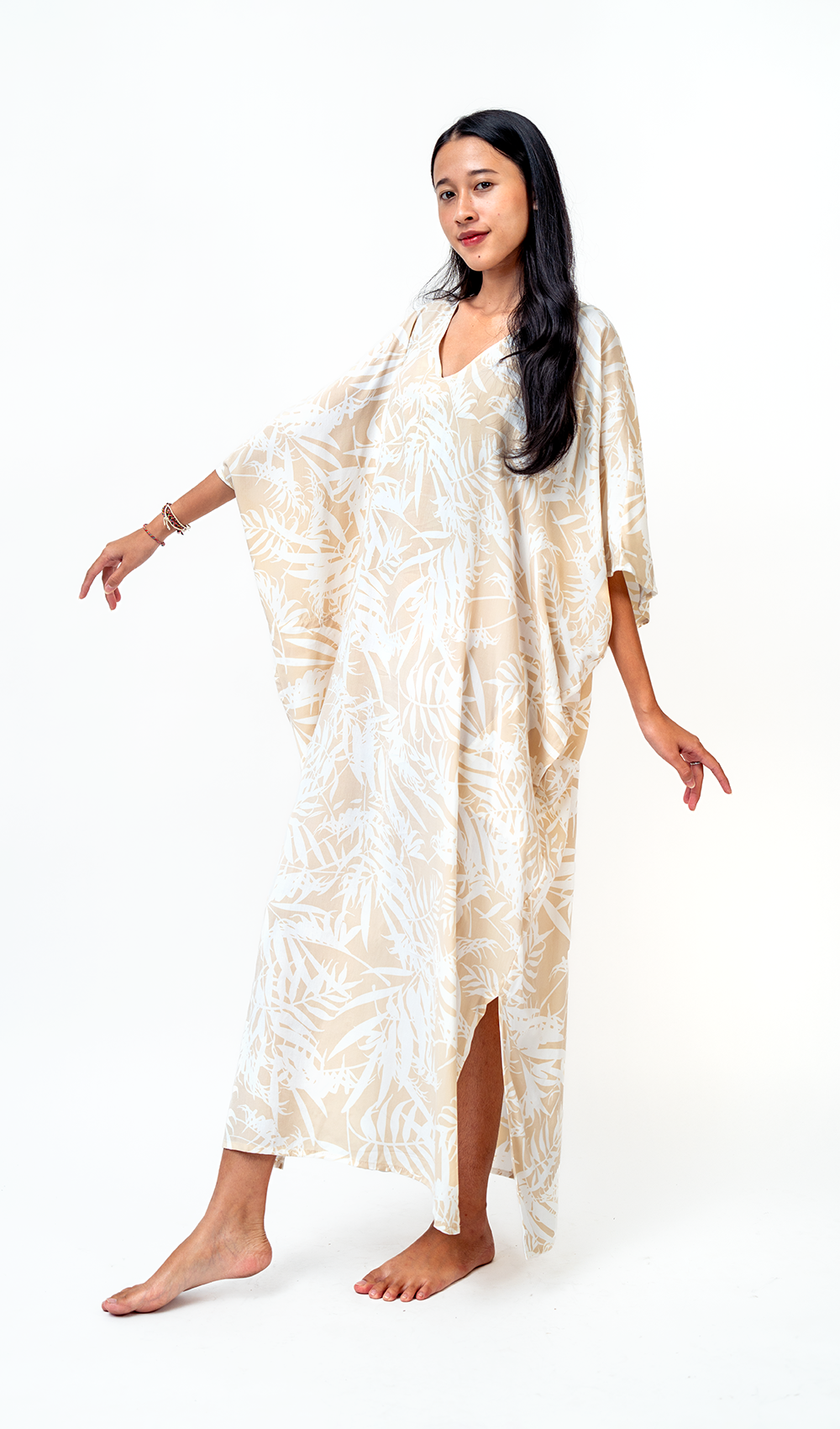 Palm Natural Kaftan Dress, 1 size