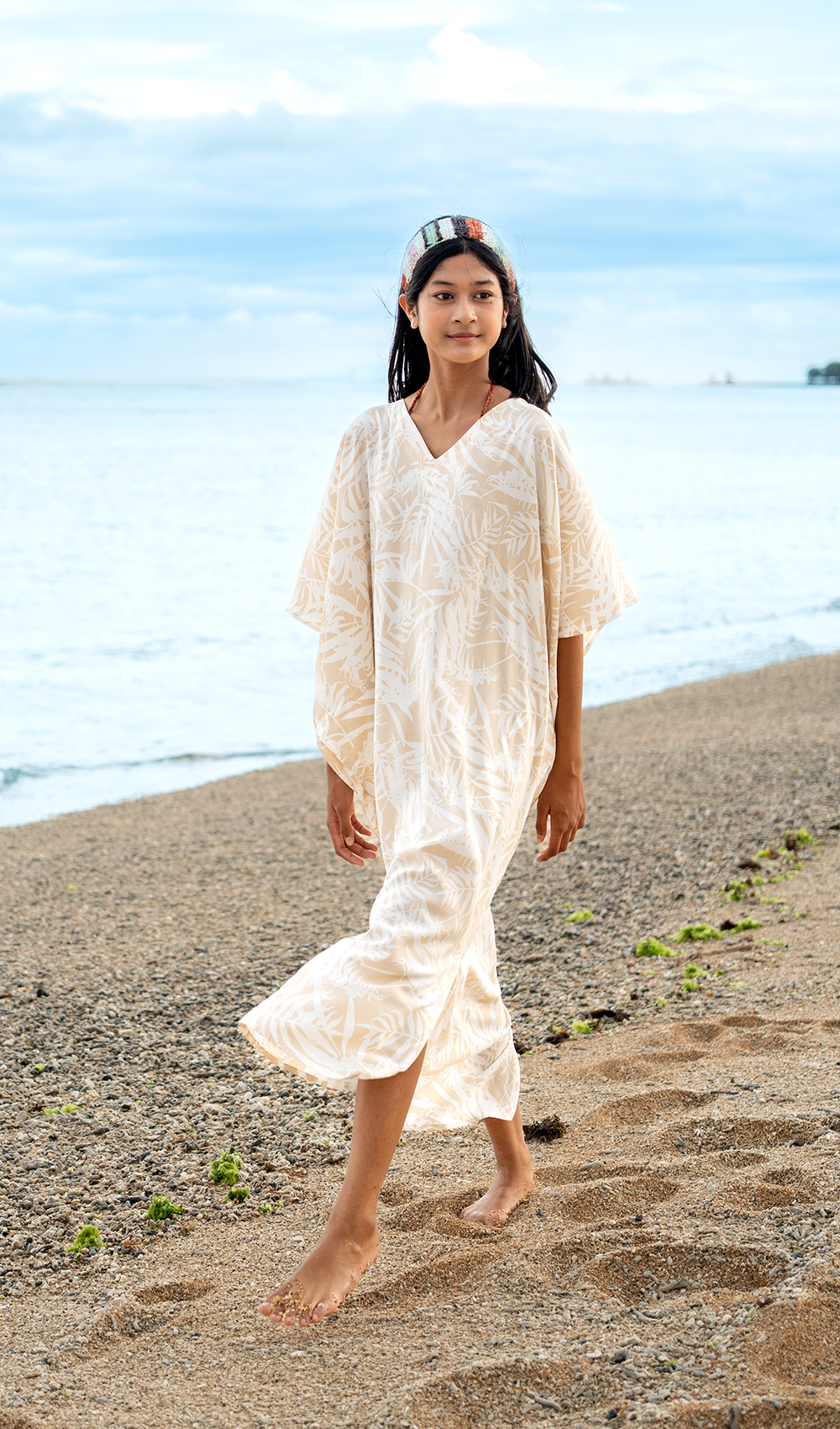 Palm Natural Kaftan Dress, 1 size